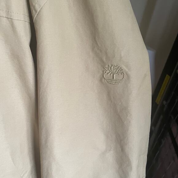 Timberland Khaki Tan Logo Fall Lightweight CASUAL Twill JACKET Mens XL - Picture 11 of 11